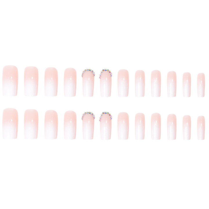Elegant Glossy French Tip Press-On Nails Bowlift