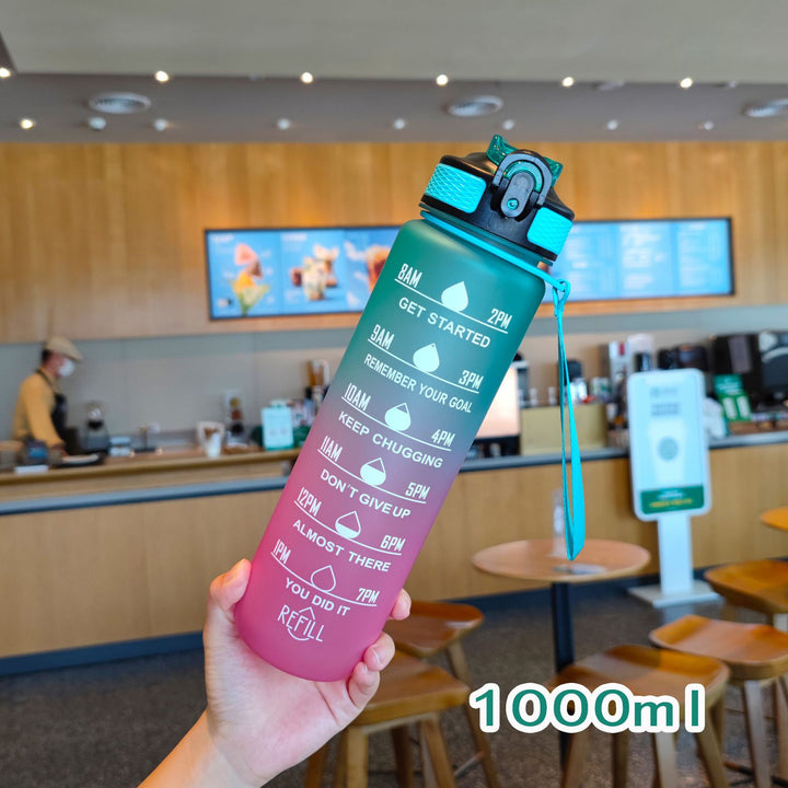 Ladies motivating water bottle with time markings Bowlift