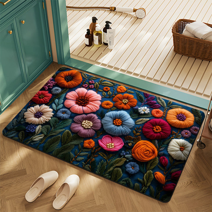 Floral Motif Bath Mat Bowlift