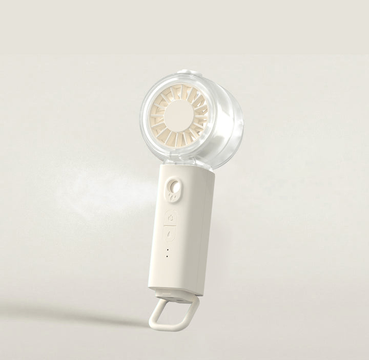 Unisex portable mini fan with spray mist function and USB battery Bowlift