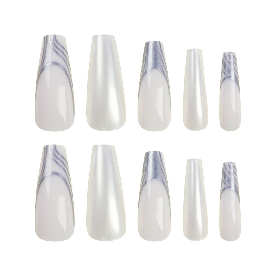 Artificial nail extensions with marbled design Bowlift