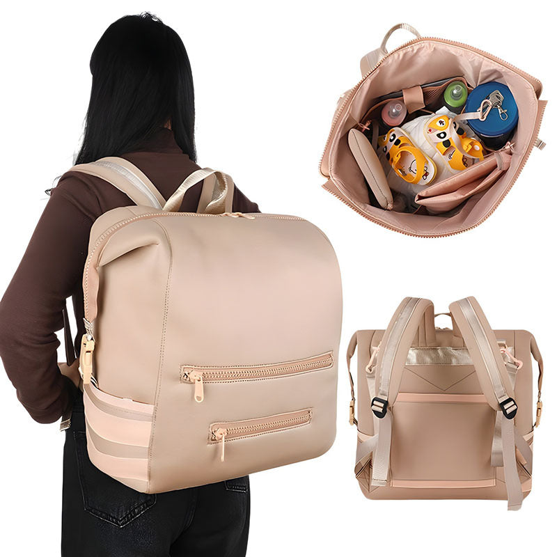 Multi-Functional Diaper Backpack with Insulated Bottle Holder Bowlift
