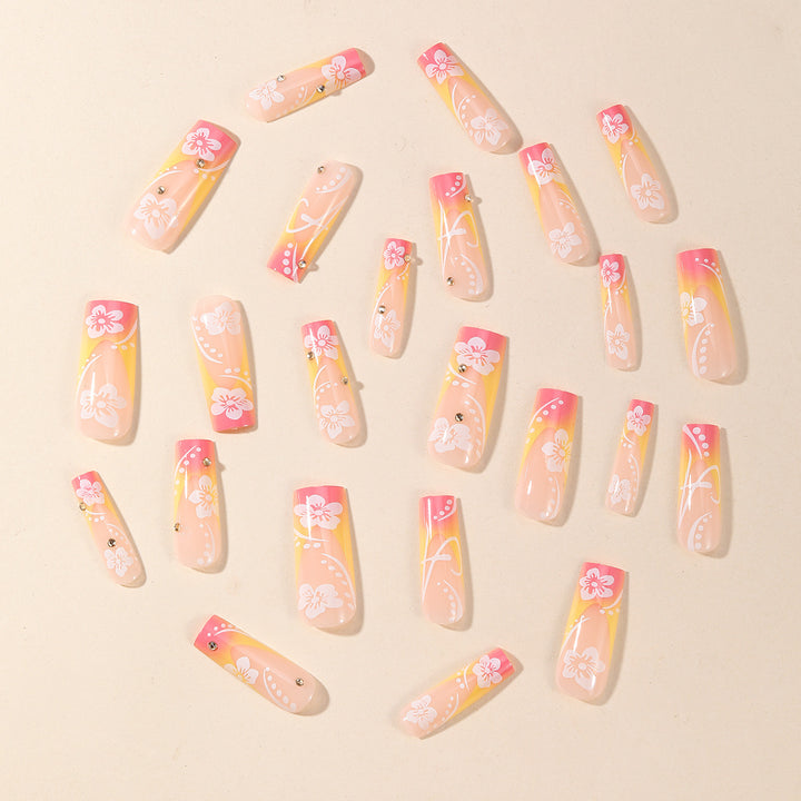 Floral-Themed Acrylic Nail Art Extensions Bowlift