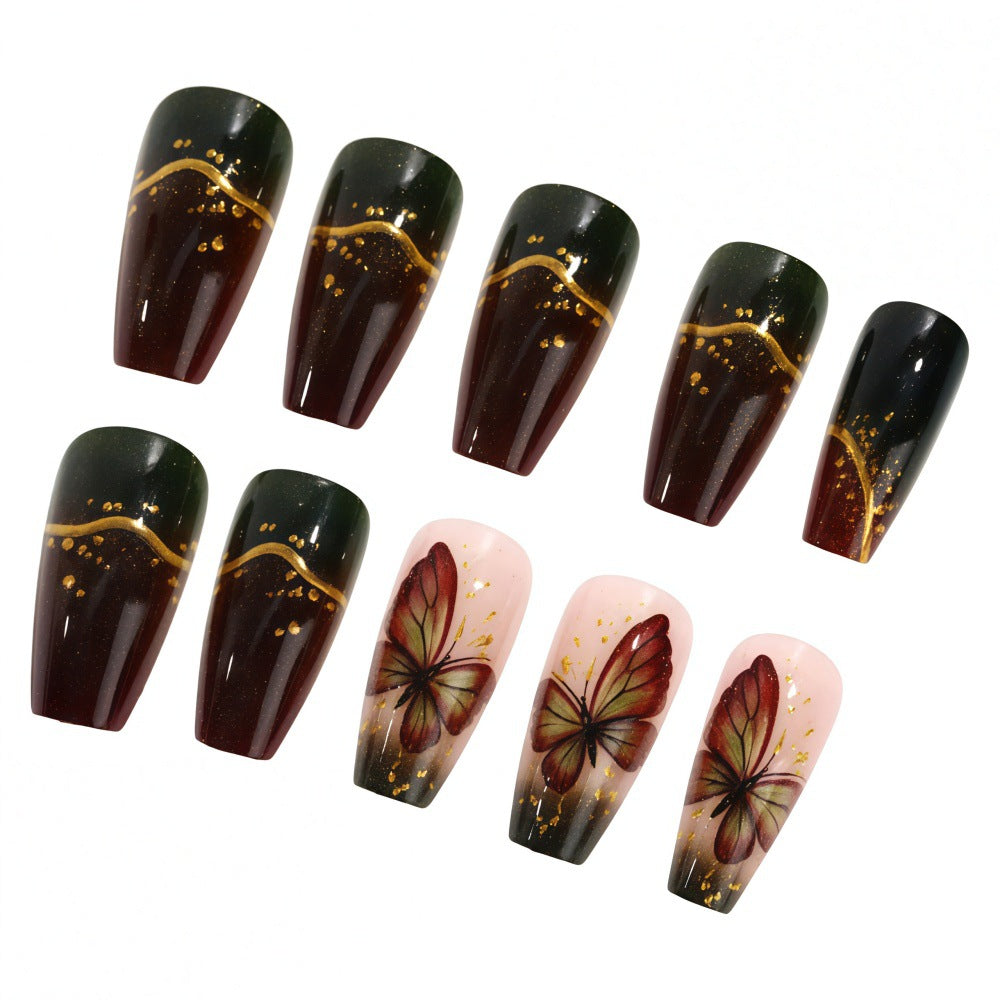 Artificial nails with elaborate butterfly and flower designs Bowlift