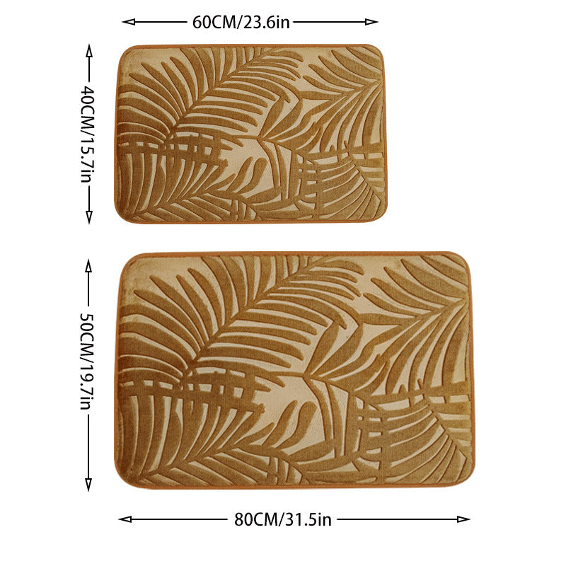 Tropical Leaf Design Memory Foam Bath Mat Bowlift