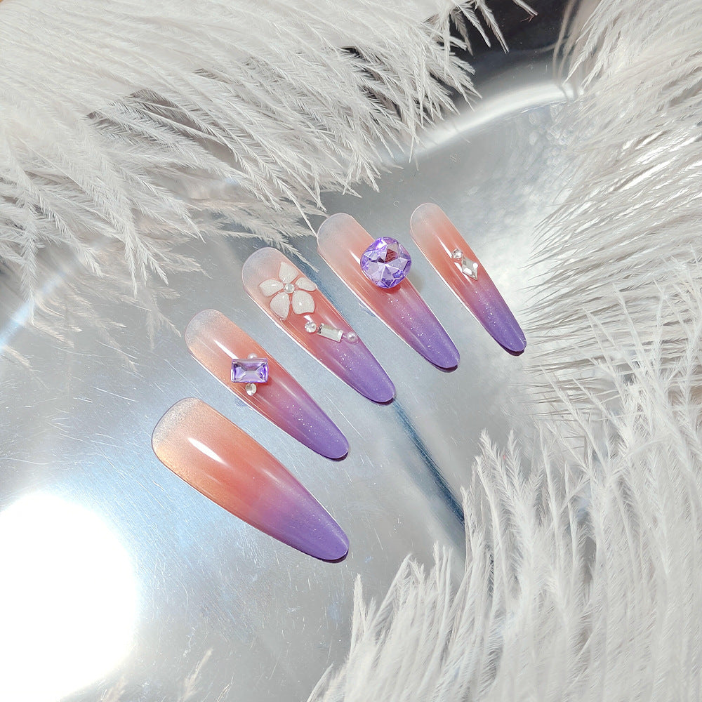 Creative Nail Art Set with Glitter and Flower Design Bowlift