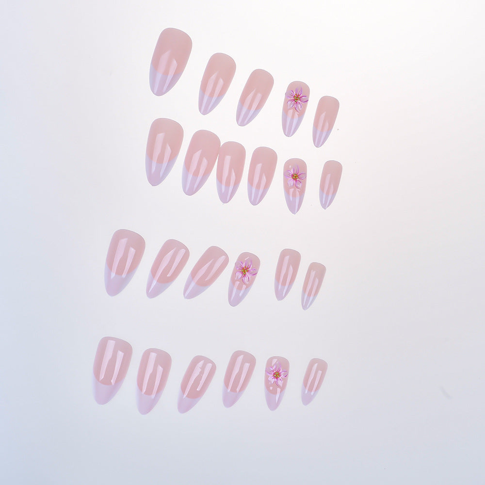 Elegant Floral Press-On Nail Set Bowlift