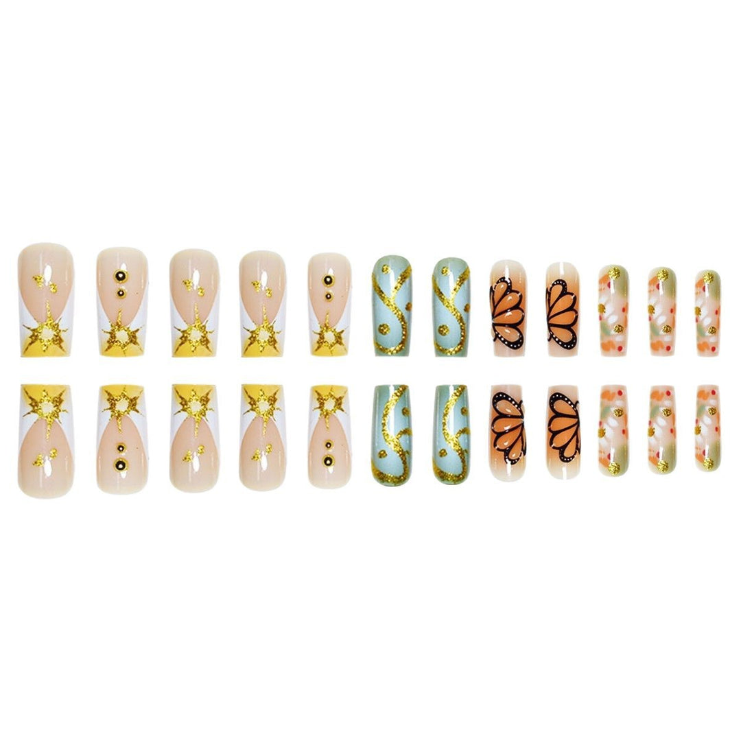 Artistic Butterfly-Themed Press-On Nail Set Bowlift