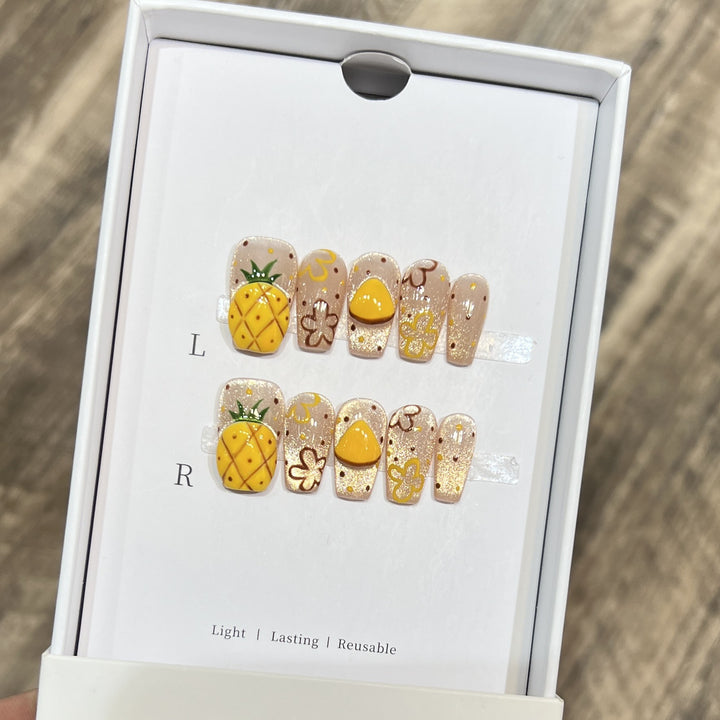 Tropical Fruit-Themed Press-On Nail Set Bowlift