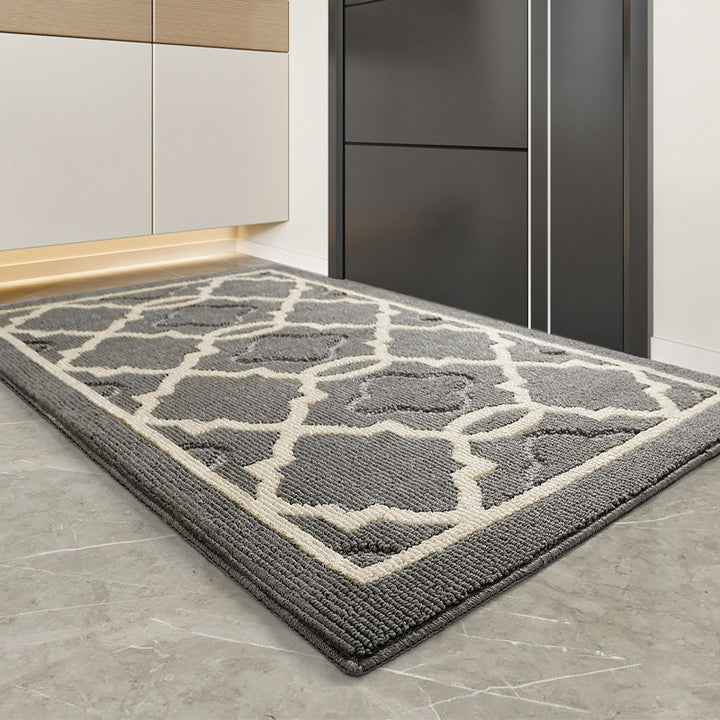 Plush Geometric Kitchen Runner Mat Bowlift