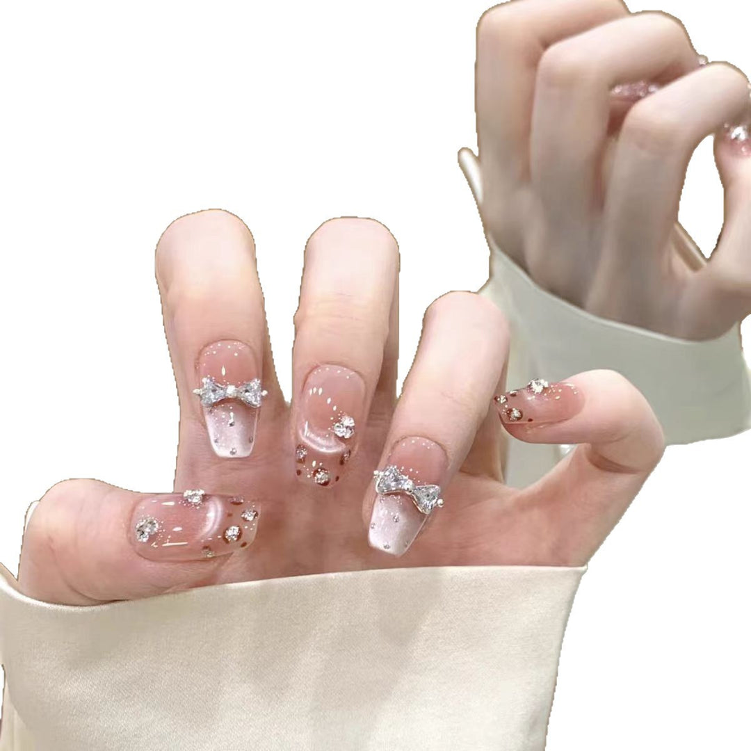 Decorative Press-On Nails with Bow and Rhinestone Accents Bowlift