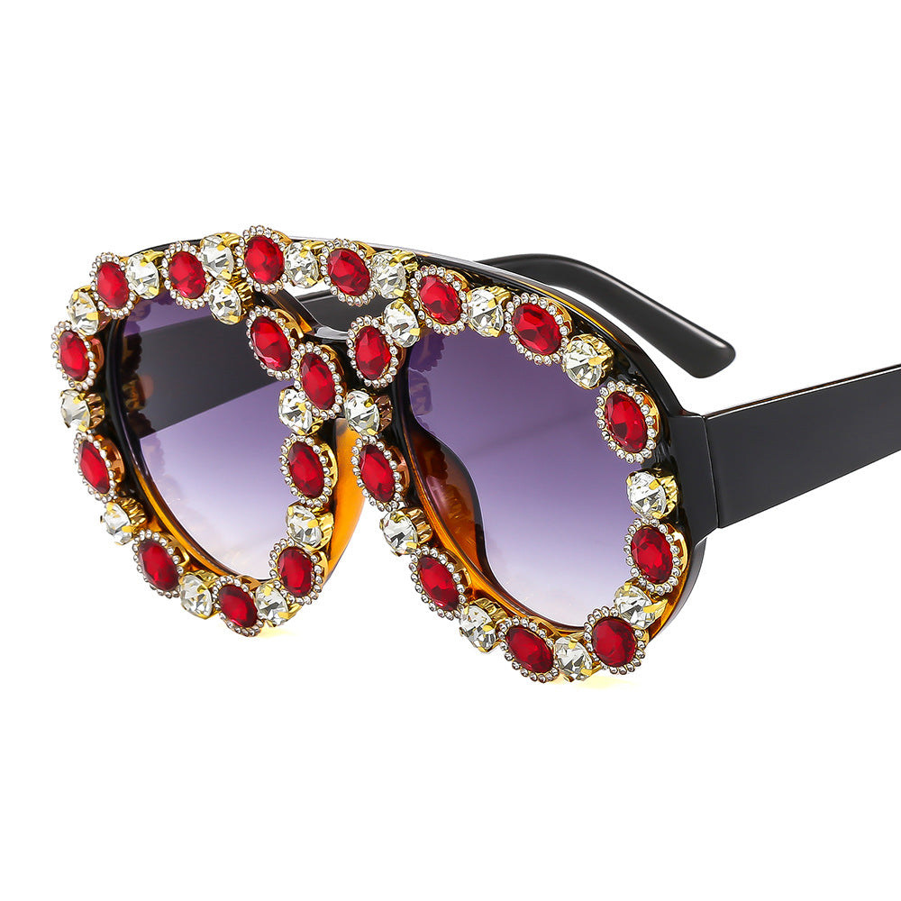 Ladies Glamorous Statement Sunglasses with Eye-Catching Crystal Frame Bowlift
