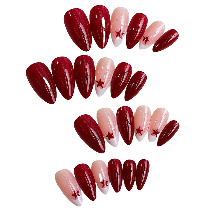 Premium Press-On Nail Set with Star and Glossy Design Bowlift