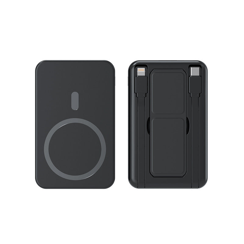 Portable wireless charger with integrated cable system Bowlift
