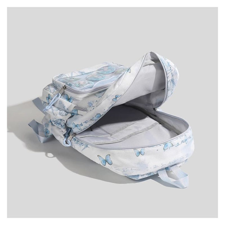 Butterfly-Printed Multi-Compartment Backpack Bowlift