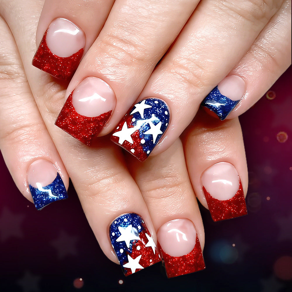 Seasonal Glitter Star Press-On Nails Bowlift
