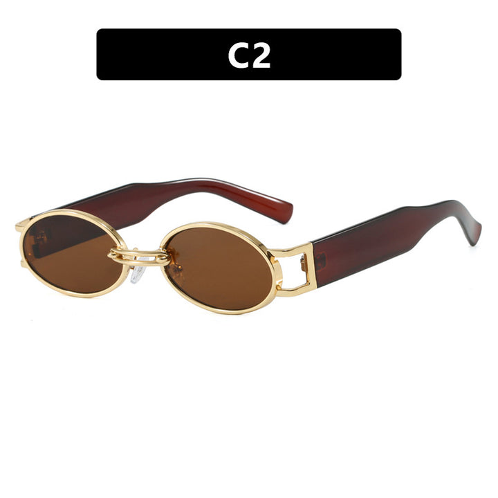 Women oval-shaped sunglasses with golden accents and stylish frame Bowlift