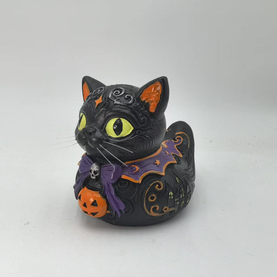 Decorative Halloween Cat Figurine Bowlift