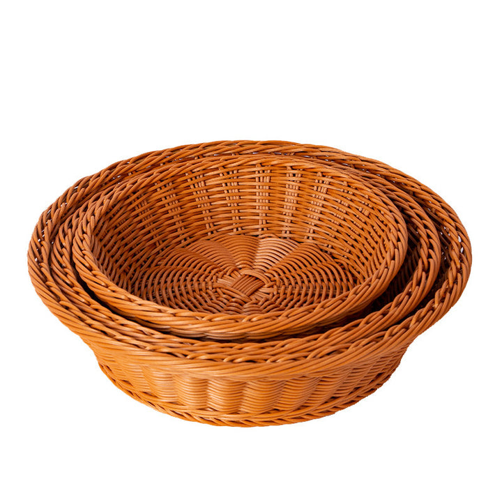 Round Decorative Woven Fruit Serving Basket Bowlift