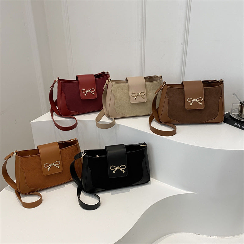 Stylish Faux Suede Handbag Bowlift