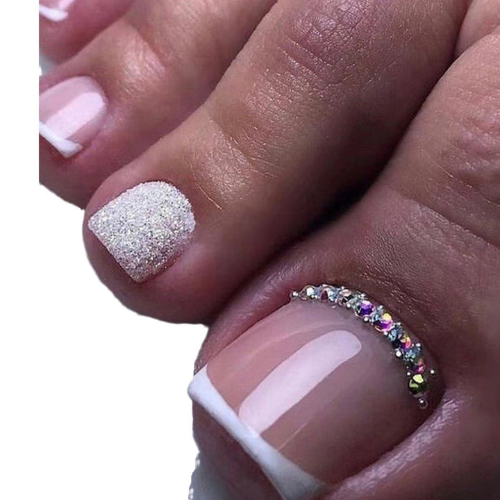 Decorative Rhinestone-Accented Toe Nail Art Bowlift