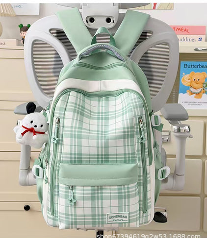 Stylish Plaid School Backpack Bowlift