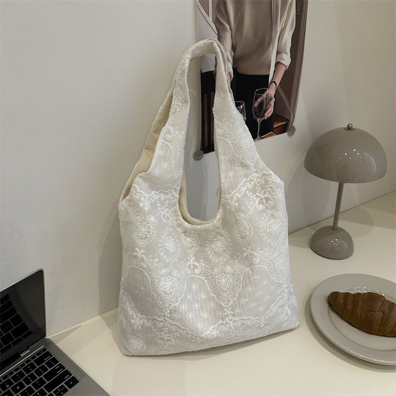 Elegant Lace-Trimmed Shoulder Bag Bowlift