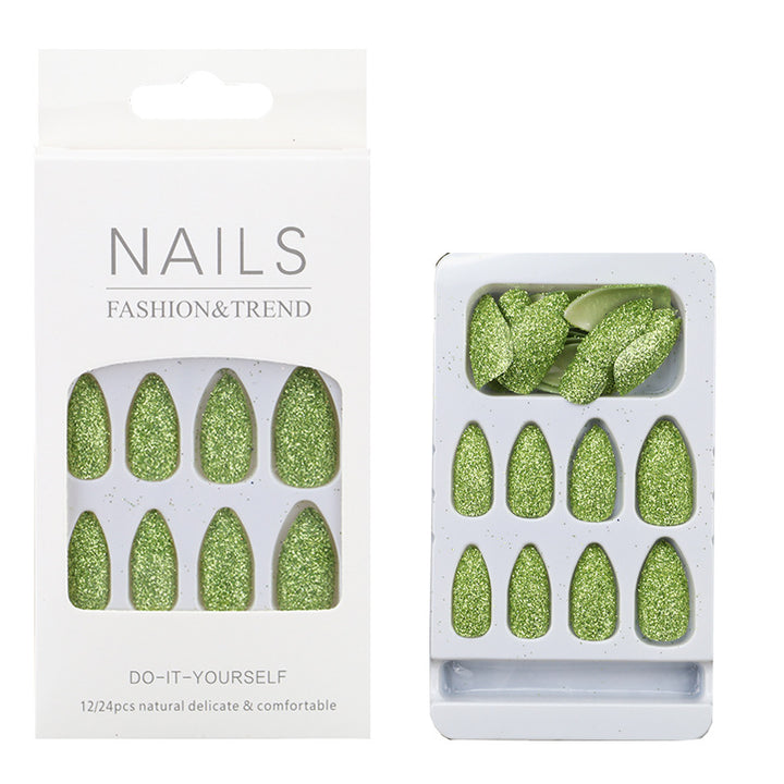 Glittering Almond-Shaped Press-On Nail Tips Bowlift