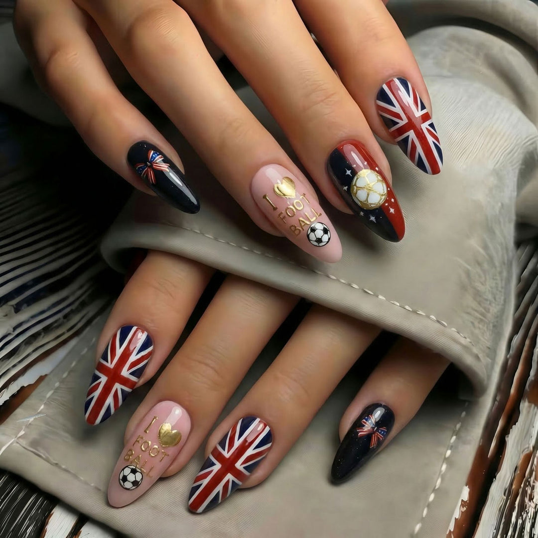 Sporty artificial nails in football design Bowlift
