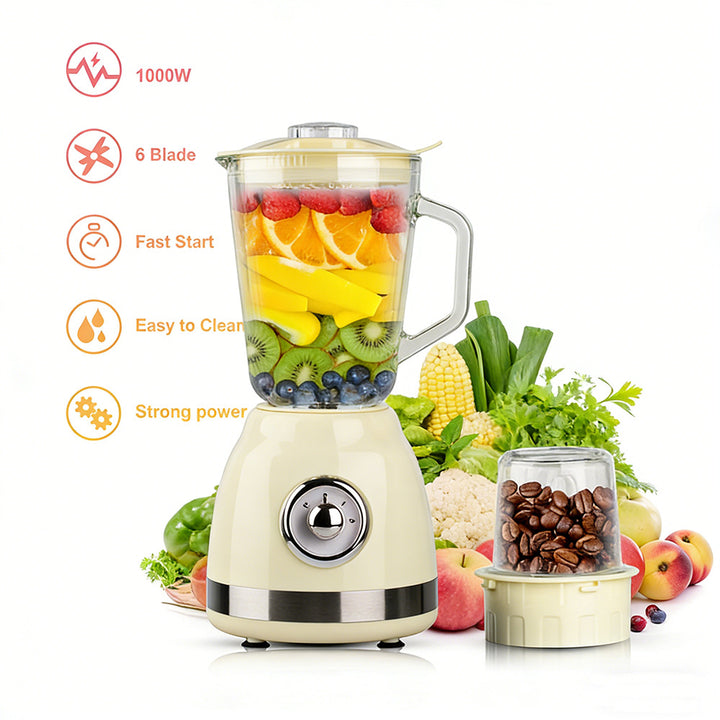 Premium Glass Jar Blender with Multi-Speed Control Bowlift