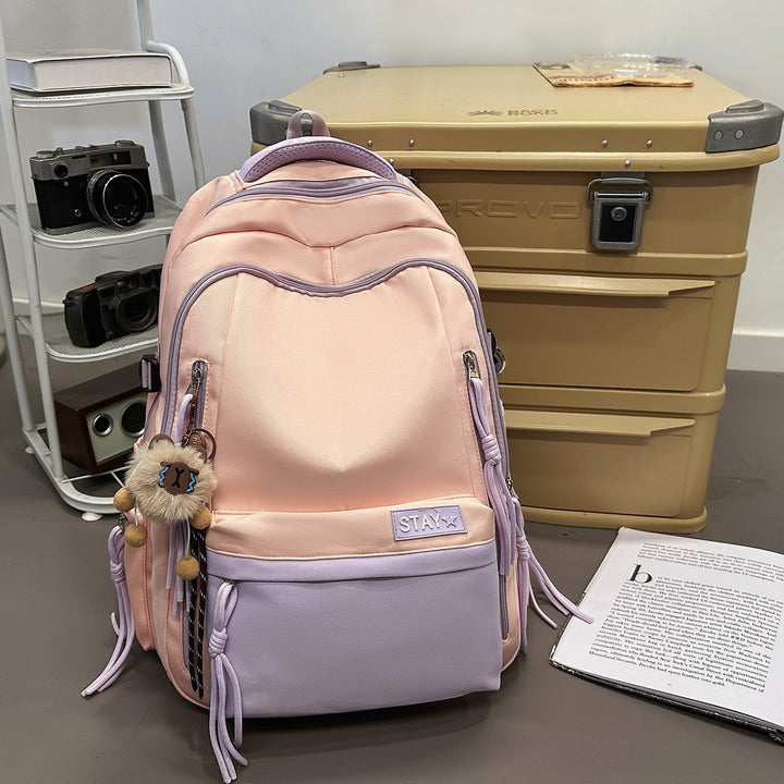 Backpack with Cute Animal Pendant and Practical Compartments Bowlift