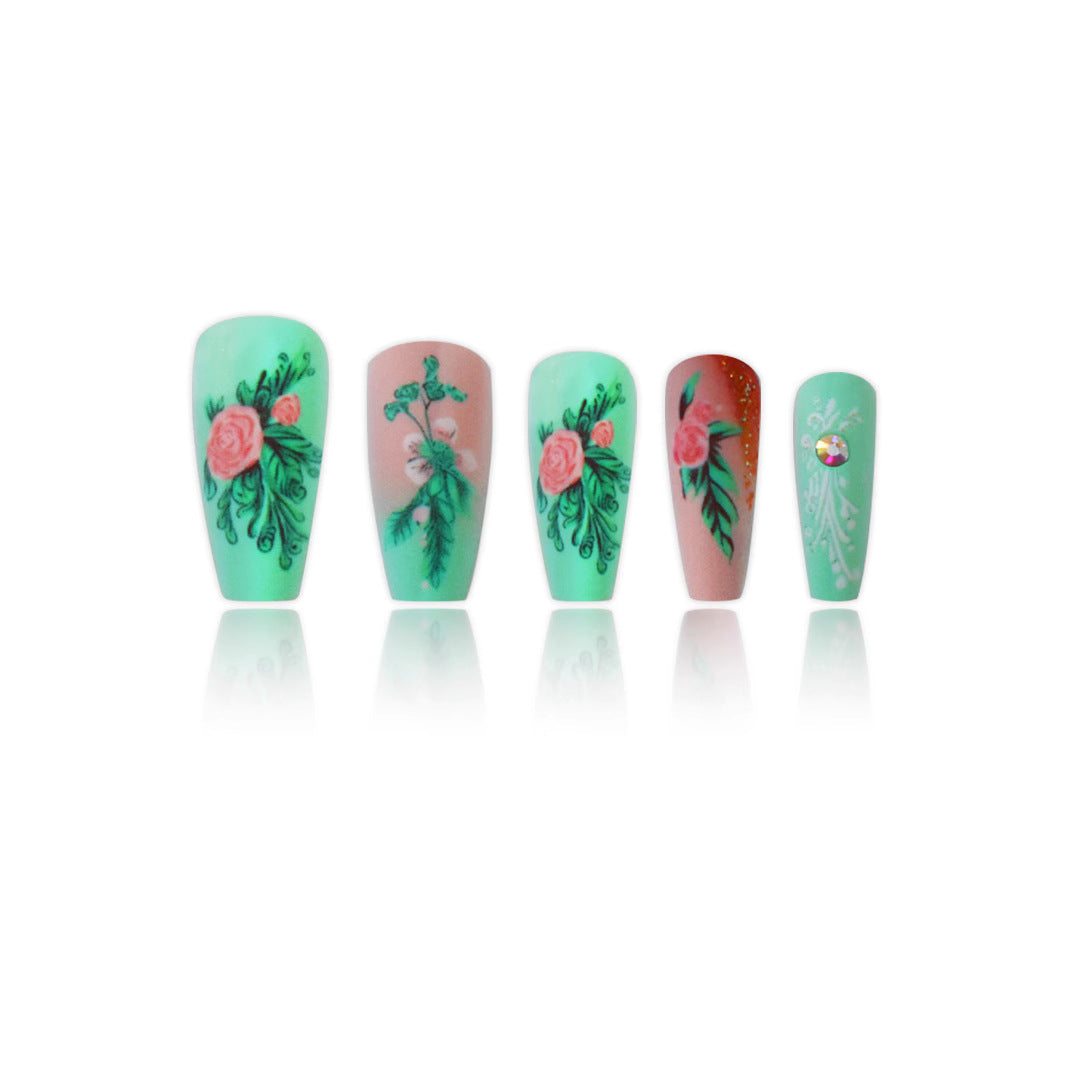 Floral Embellished Press-On Nail Set Bowlift