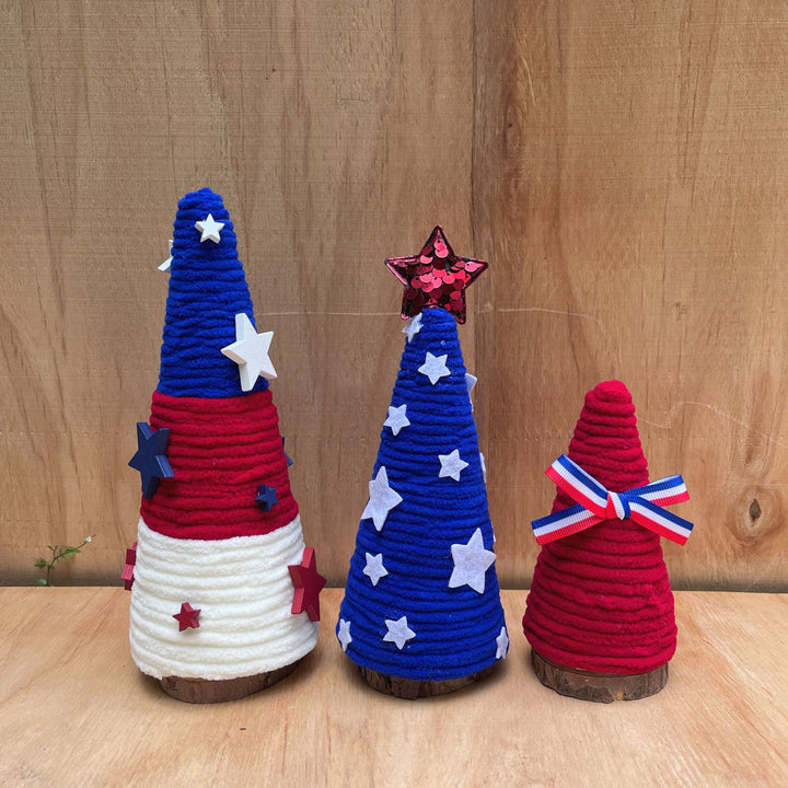 Independence Day patriotic festive tabletop cone centerpiece with felt star accents Bowlift