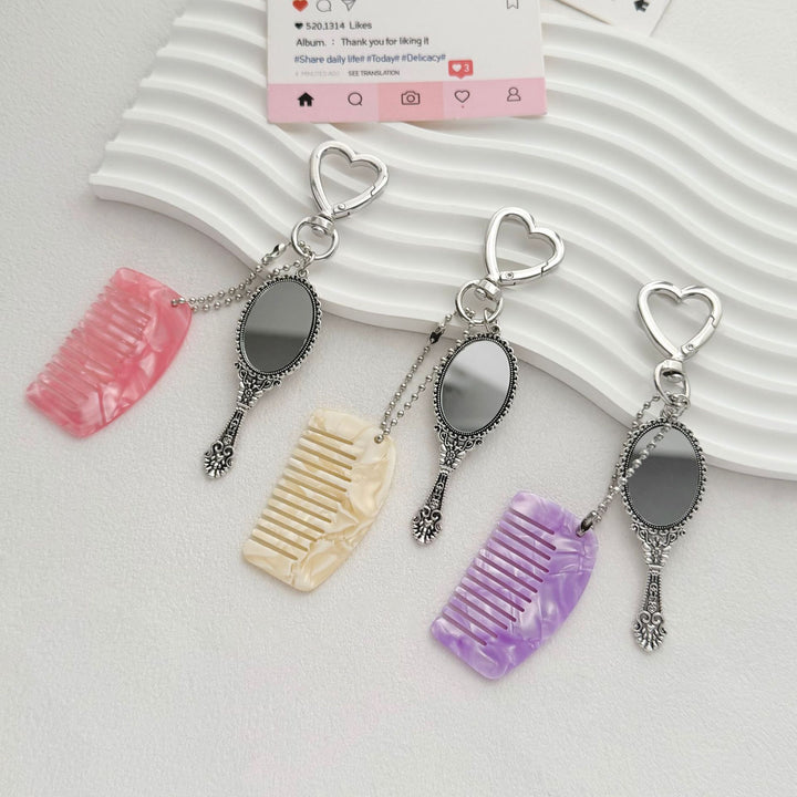 Charming Compact Mirror and Comb Keychain Bowlift