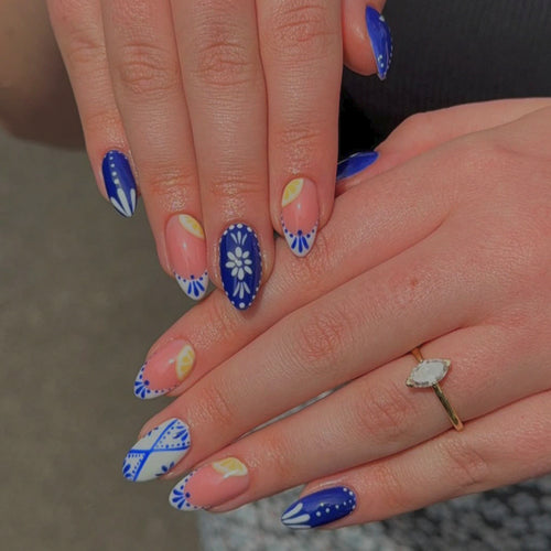 Creative artificial nails with fresh citrus design Bowlift