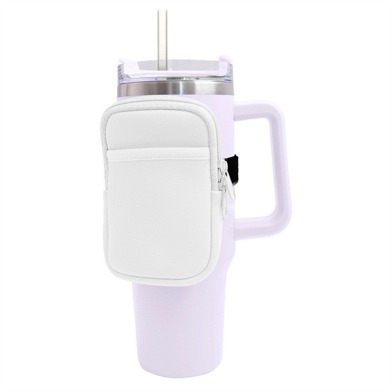 Unisex cup holder with practical pocket Bowlift