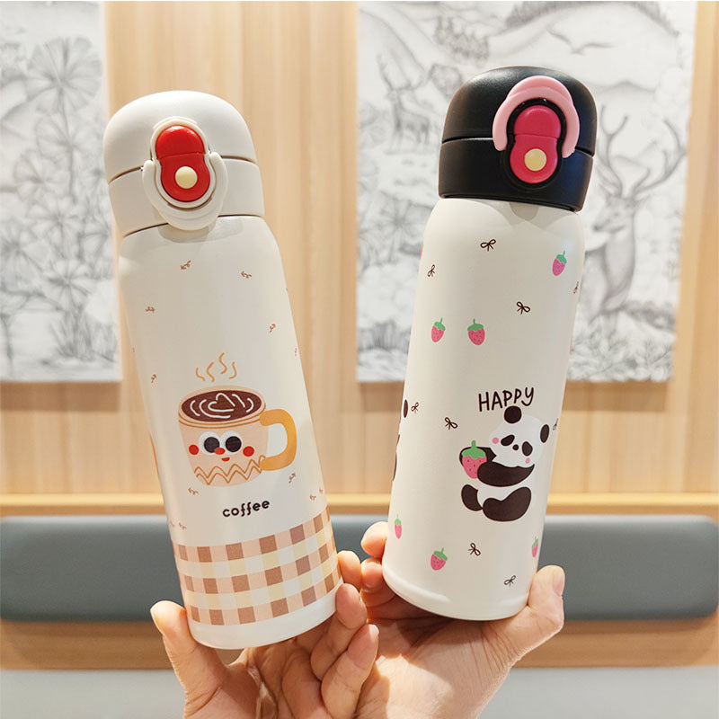 Women's playful stainless steel drinking bottle with integrated safety closure Bowlift