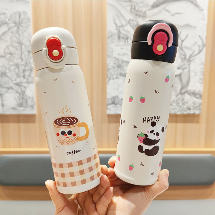 Women's playful stainless steel drinking bottle with integrated safety closure Bowlift