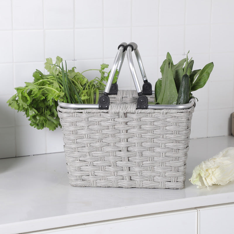 Women's Portable Shopping Basket with Aluminum Handle Bowlift