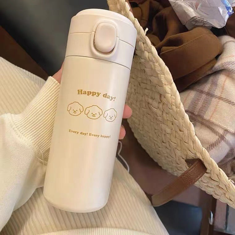 Women Insulated Water Bottle with Cute Bear Design Bowlift