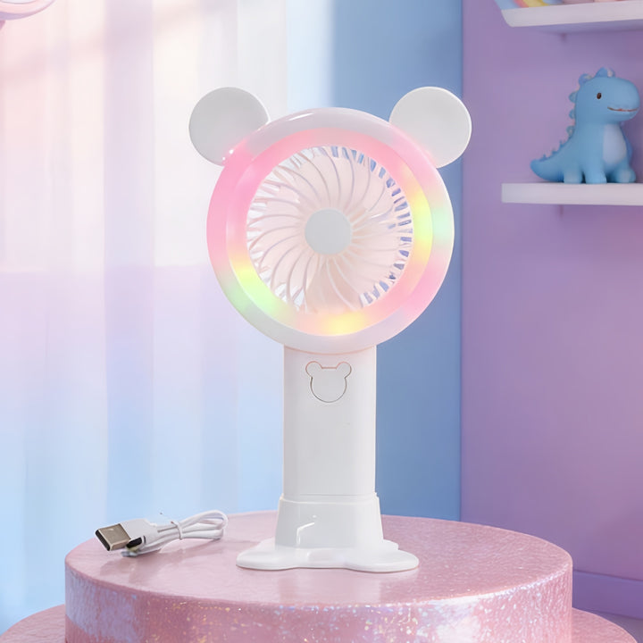 Women's Portable Hand Fan in Cheerful Bear Design Bowlift