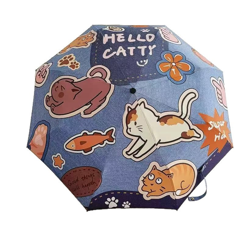 Ladies Folding Umbrella with Cute Dog Designs Bowlift