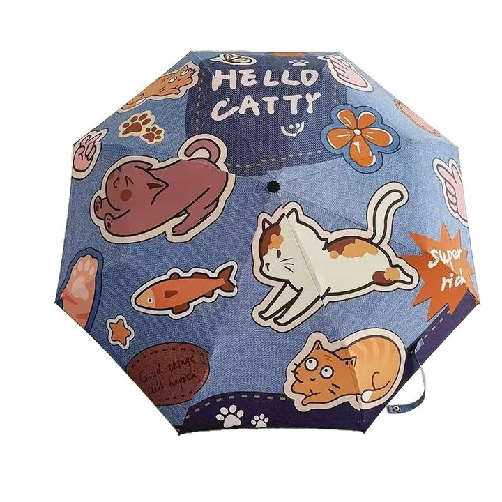 Ladies Folding Umbrella with Cute Dog Designs Bowlift