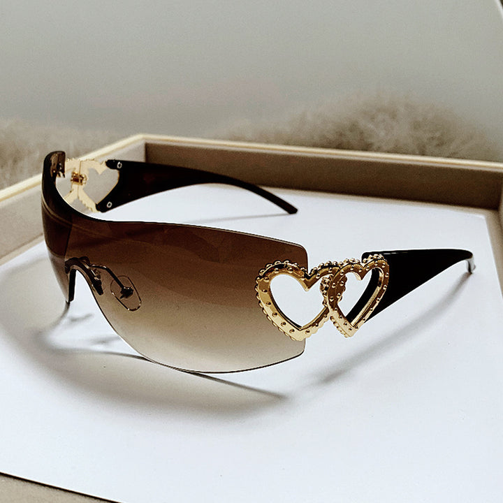 Ladies Designer Sunglasses with Luxurious Heart Accent Bowlift