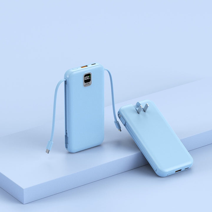 Portable power bank with integrated charging cable and LED display Bowlift