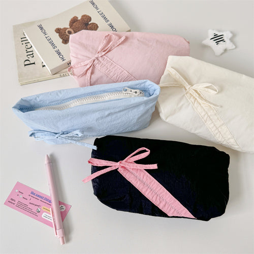 Quilted Pencil Case with Ribbon Closure Bowlift