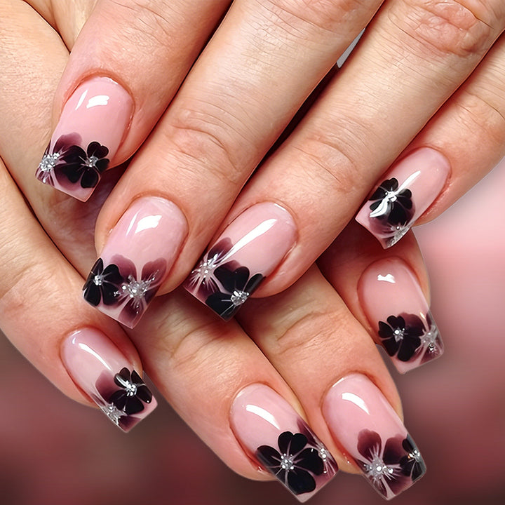 Elegant Floral Acrylic Press-On Nails Bowlift