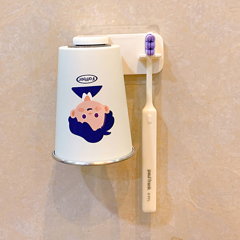 Wall-mounted toothbrush holder with funny cartoon design Bowlift