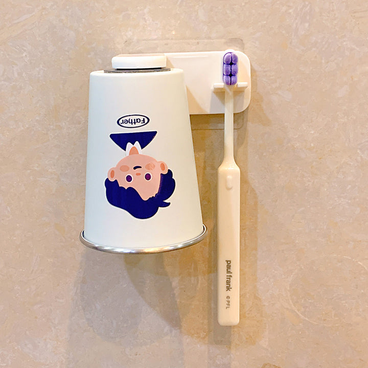 Wall-mounted toothbrush holder with funny cartoon design Bowlift
