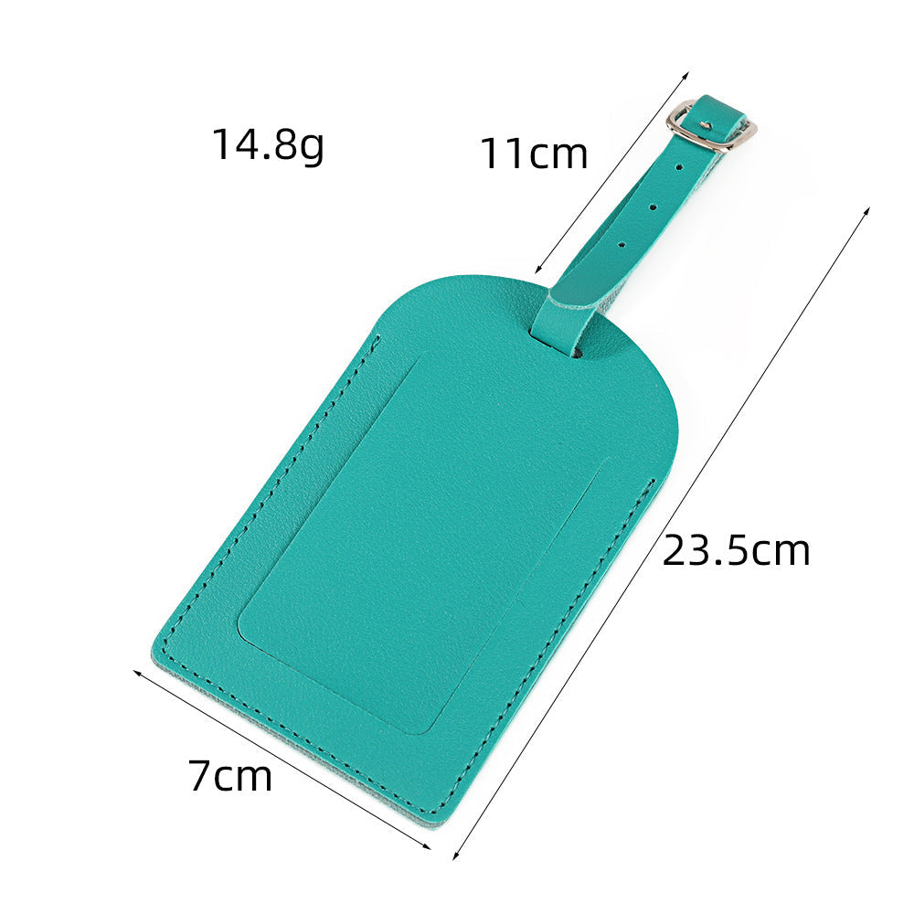 premium vegan leather luggage tag with adjustable buckle and clear ID window Bowlift
